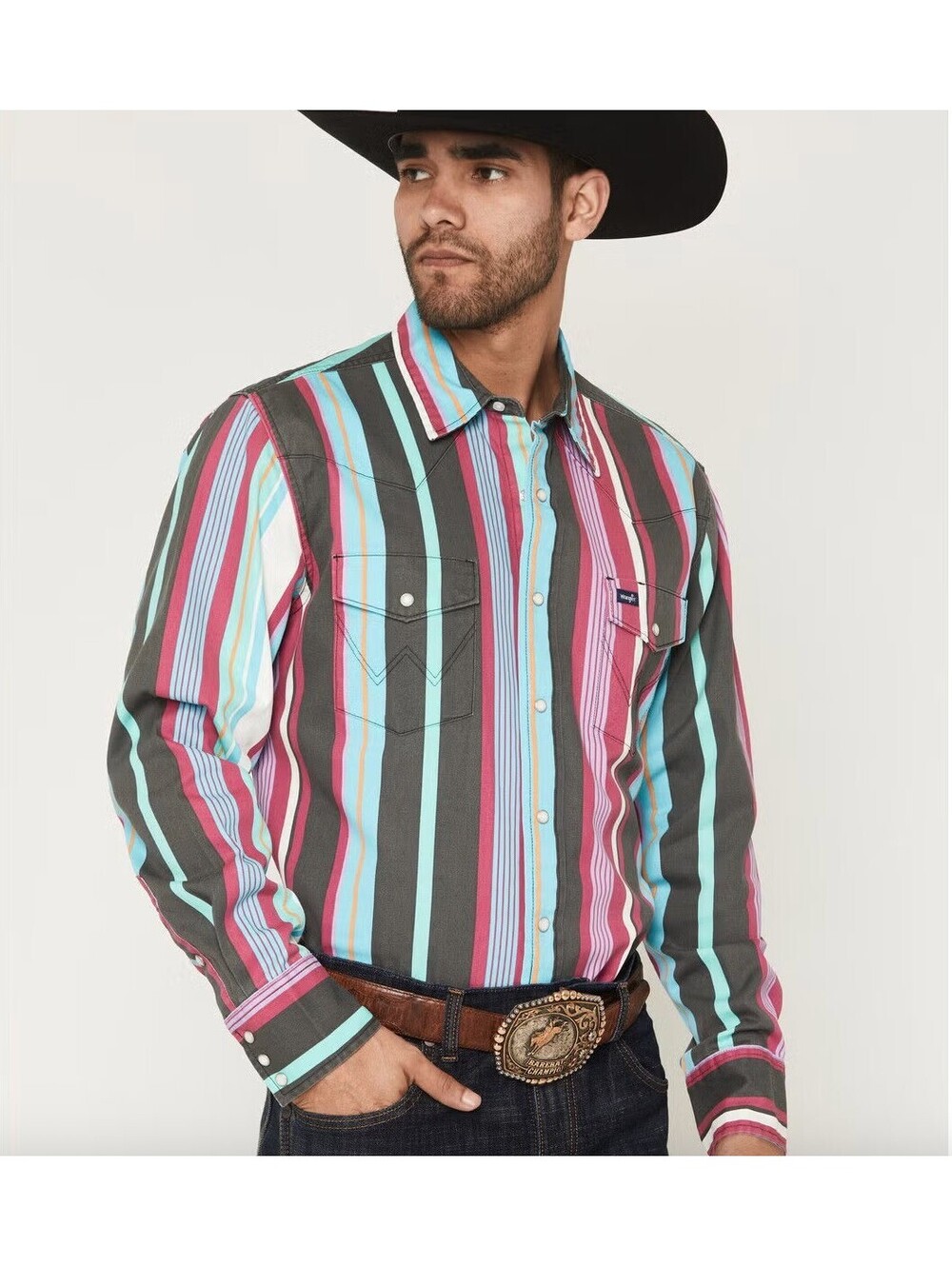 NWT Wrangler Brush Popper Long Sleeve Pearl Snap Button up long sleeve XXL